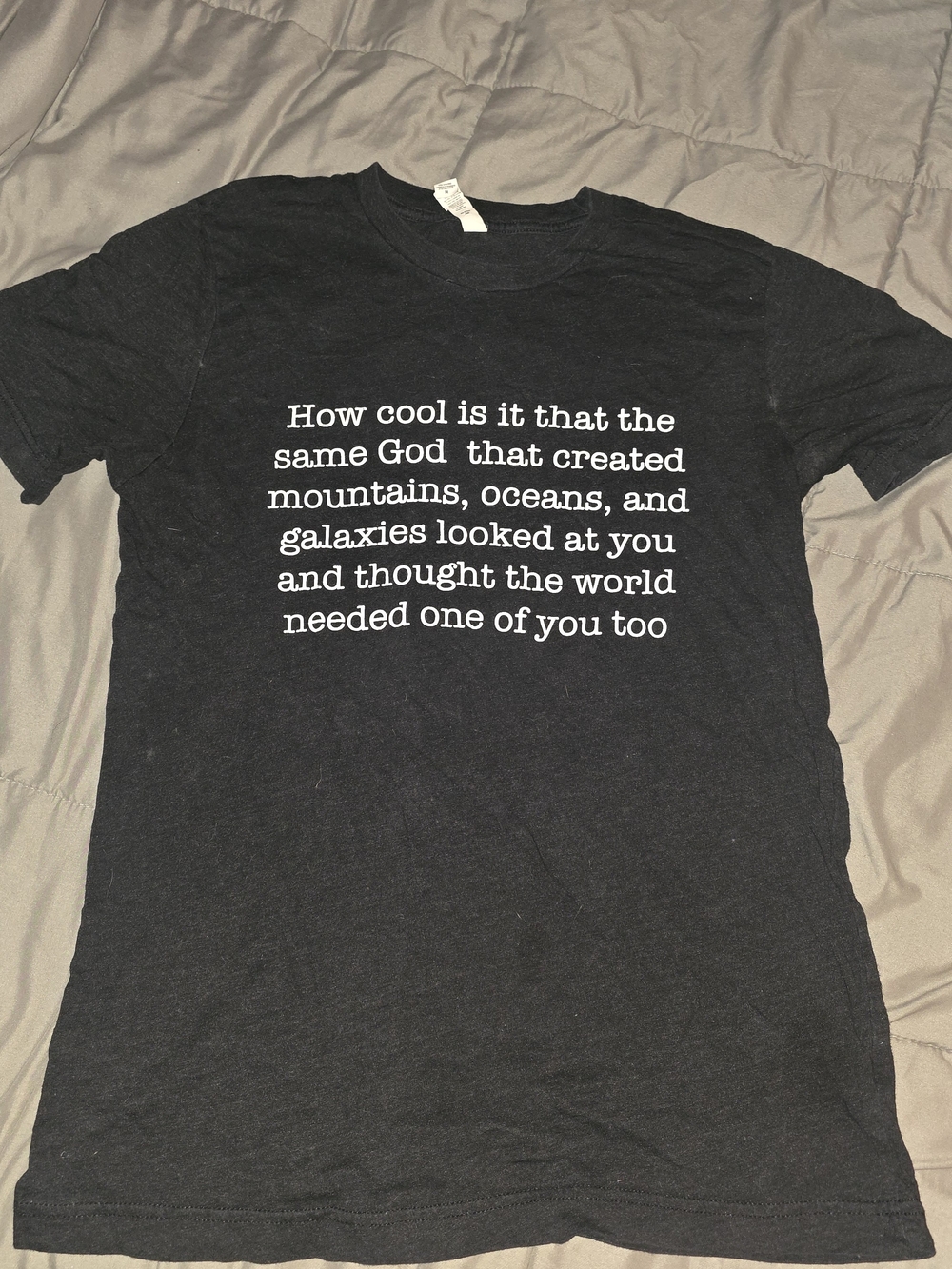 Bella Canvas Black Short-Sleeve Tee with White Inspirational Text